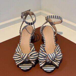 Loeffler Randall Blue and White Striped Sandals